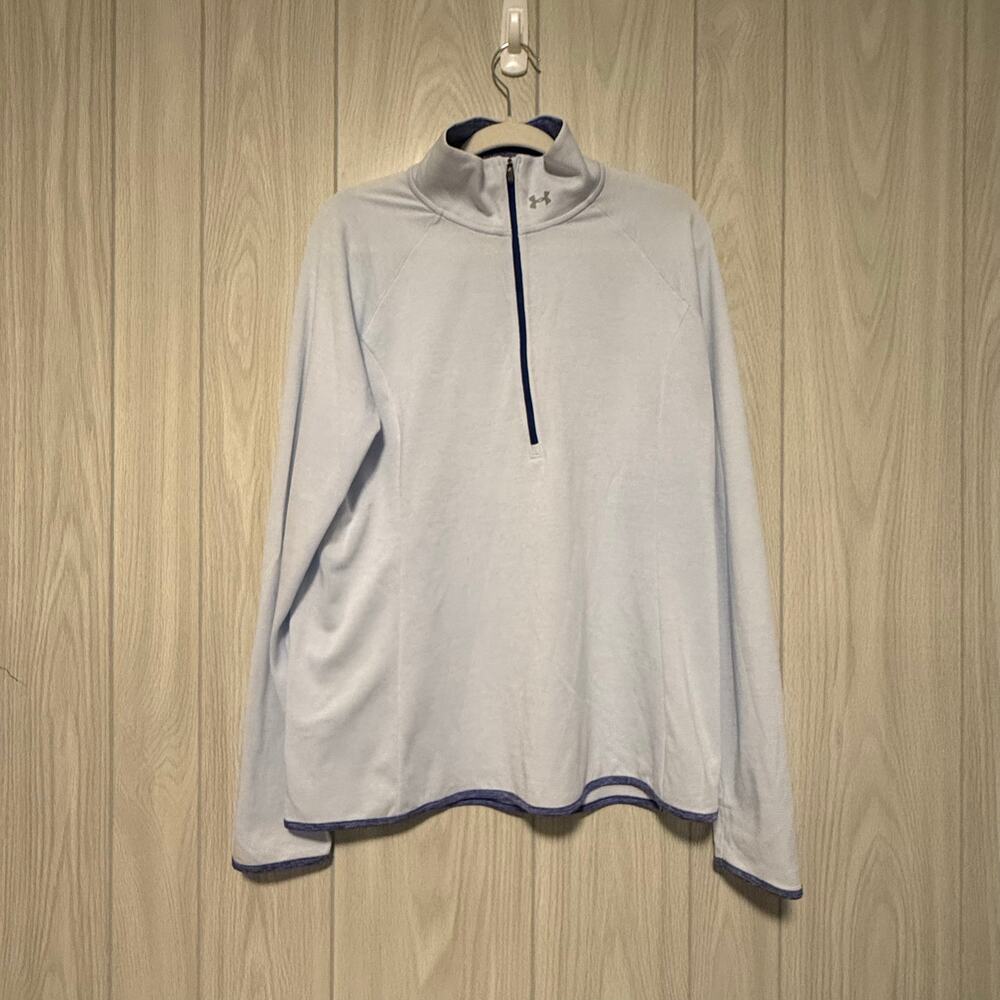 Women’s Under Armour Fitted Heatgear 1/4 zip pullover. Sz XL Pale Blue